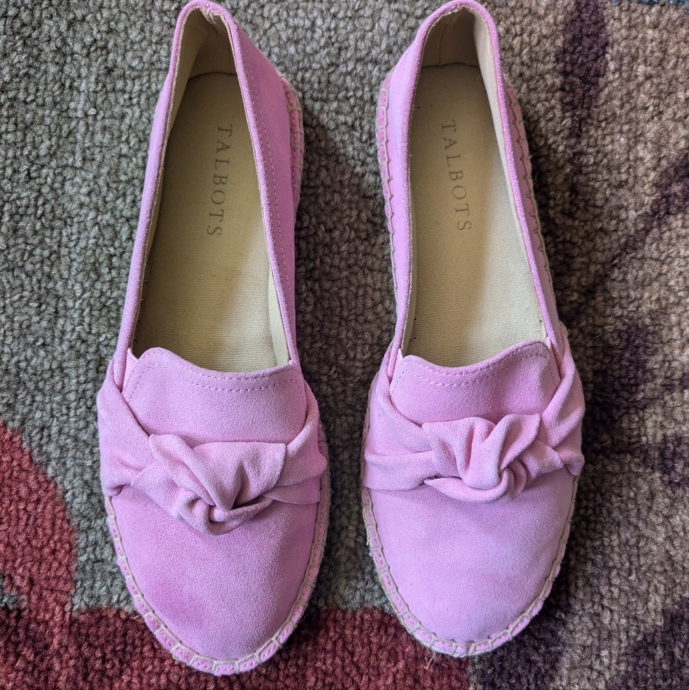 Like New Talbots Izzy Knot Espadrilles Suede Leather Flats Loafers Sz 6.5M